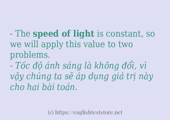 Các cách dùng từ speed of light