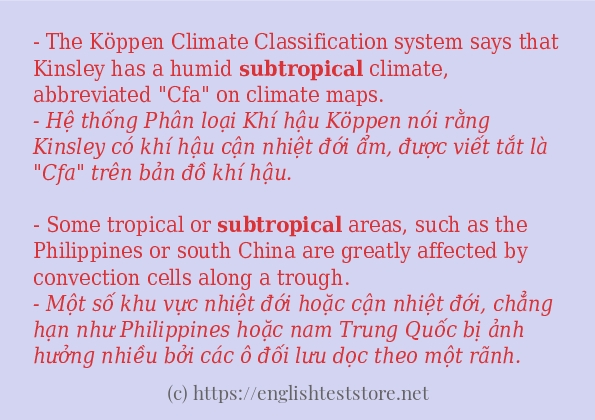 Các cách dùng từ subtropical