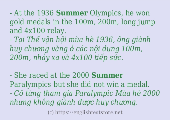 Các cách dùng từ summer