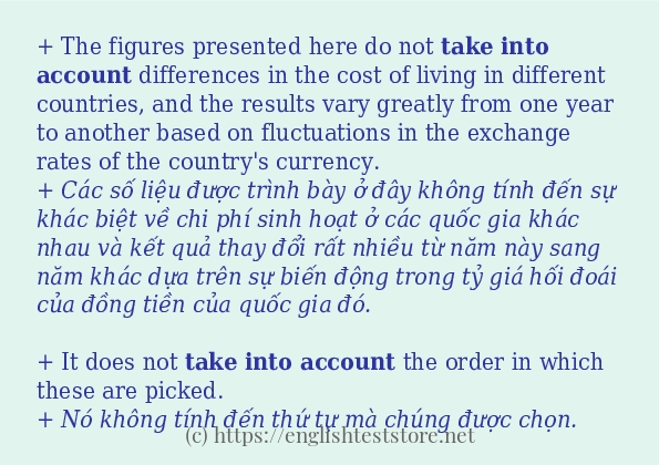 Các cách dùng từ take into account Các cách dùng từ take into account