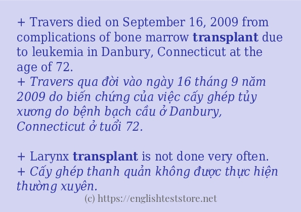 Các cách dùng từ transplant