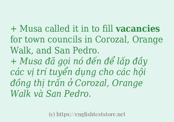 Các cách dùng từ vacancies