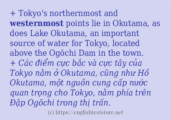 Các cách dùng từ westernmost