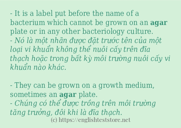 Các câu ví dụ của từ agar