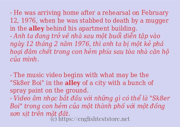 Các câu ví dụ của từ alley