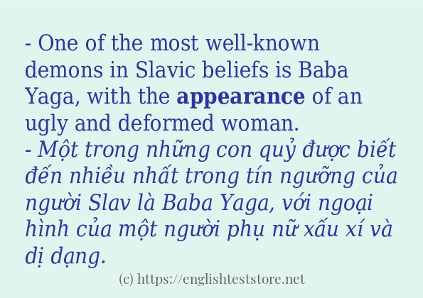 Các câu ví dụ của từ appearance Các câu ví dụ của từ appearance