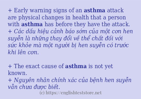 Các câu ví dụ của từ asthma