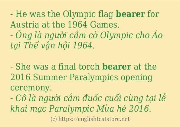 Các câu ví dụ của từ bearer Các câu ví dụ của từ bearer