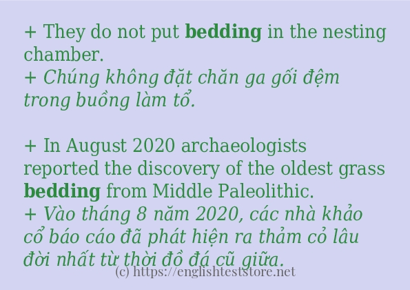 Các câu ví dụ của từ bedding Các câu ví dụ của từ bedding