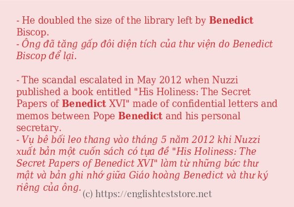 Các câu ví dụ của từ benedict Các câu ví dụ của từ benedict