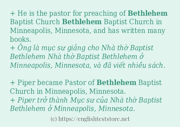 Các câu ví dụ của từ bethlehem