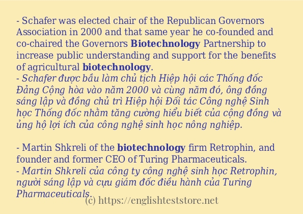 Các câu ví dụ của từ biotechnology Các câu ví dụ của từ biotechnology