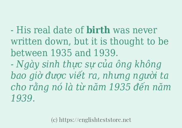 Các câu ví dụ của từ birth