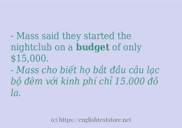 Các câu ví dụ của từ budget