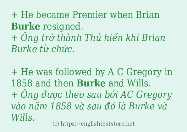 Các câu ví dụ của từ burke
