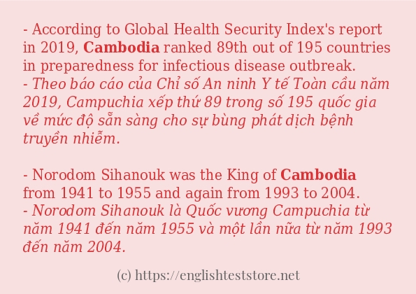 Các câu ví dụ của từ cambodia