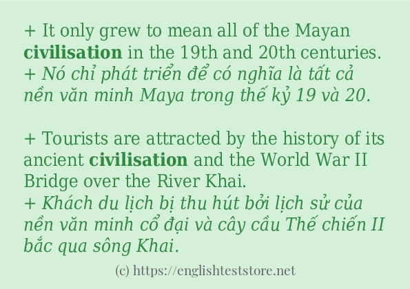 Các câu ví dụ của từ civilisation