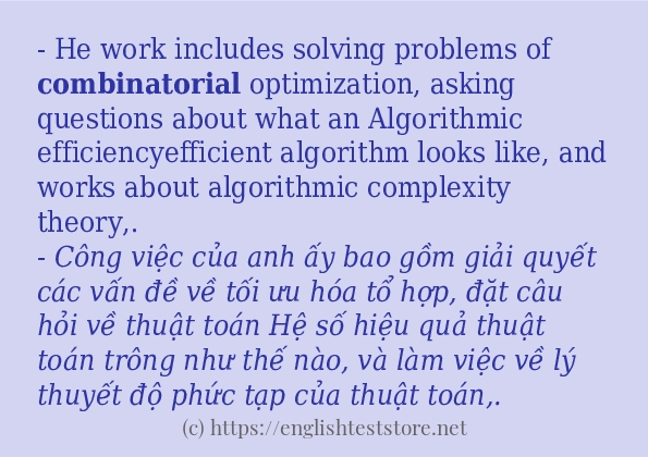 Các câu ví dụ của từ combinatorial