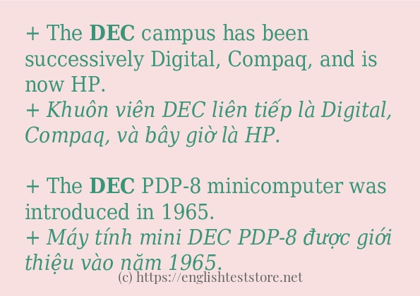 Các câu ví dụ của từ dec