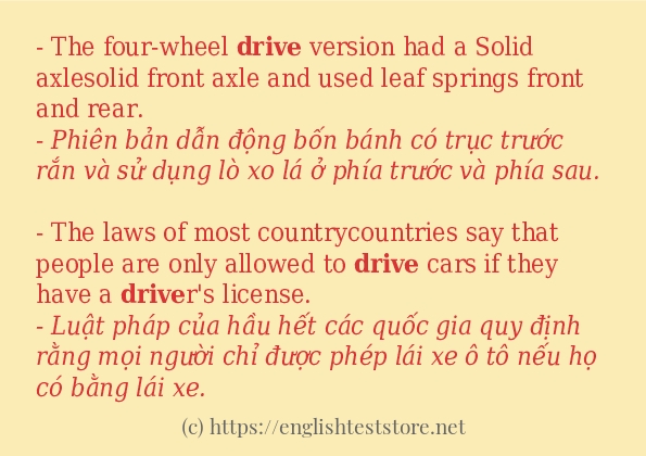 Các câu ví dụ của từ drive