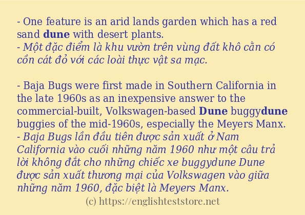 Các câu ví dụ của từ dune Các câu ví dụ của từ dune