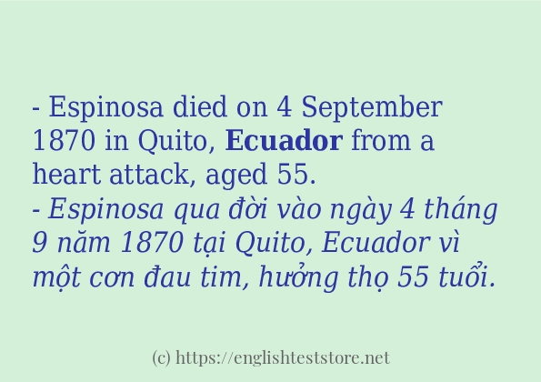 Các câu ví dụ của từ ecuador