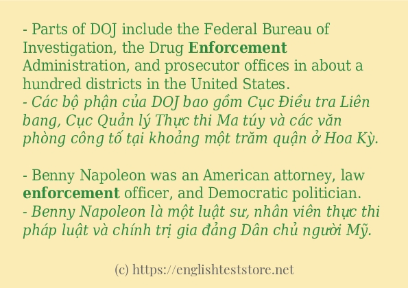 Các câu ví dụ của từ enforcement Các câu ví dụ của từ enforcement