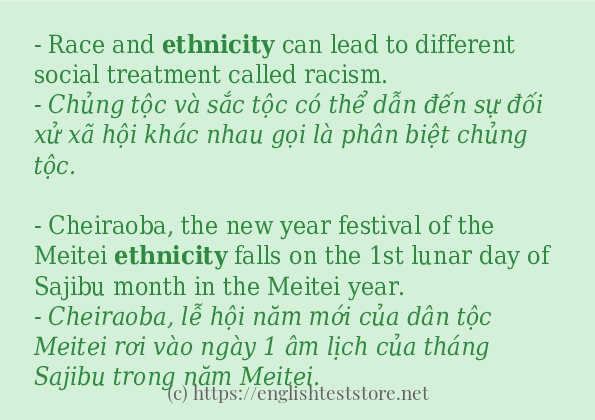 Các câu ví dụ của từ ethnicity