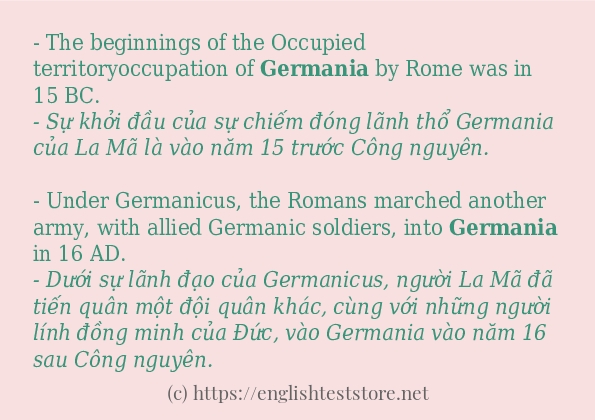 Các câu ví dụ của từ germania