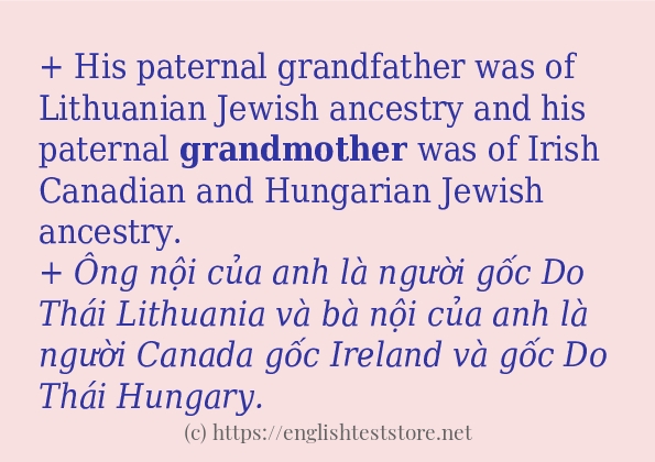 Các câu ví dụ của từ grandmother