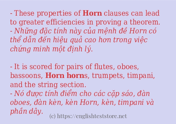 Các câu ví dụ của từ horn