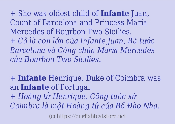 Các câu ví dụ của từ infante