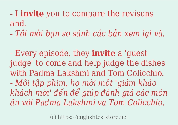 Các câu ví dụ của từ invite