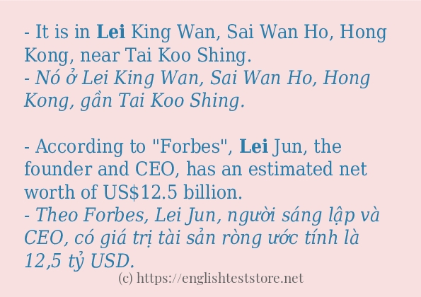Các câu ví dụ của từ lei