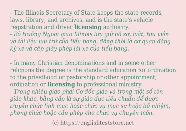 Các câu ví dụ của từ licensing