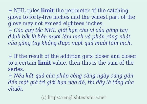 Các câu ví dụ của từ limit