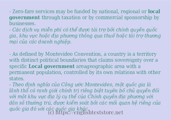Các câu ví dụ của từ local government
