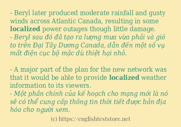 Các câu ví dụ của từ localized