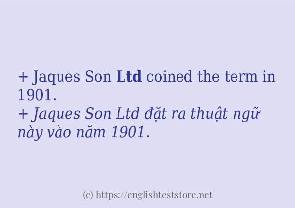 Các câu ví dụ của từ ltd Các câu ví dụ của từ ltd