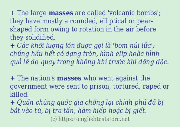 Các câu ví dụ của từ masses Các câu ví dụ của từ masses