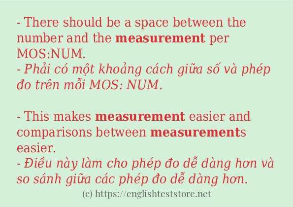 Các câu ví dụ của từ measurement