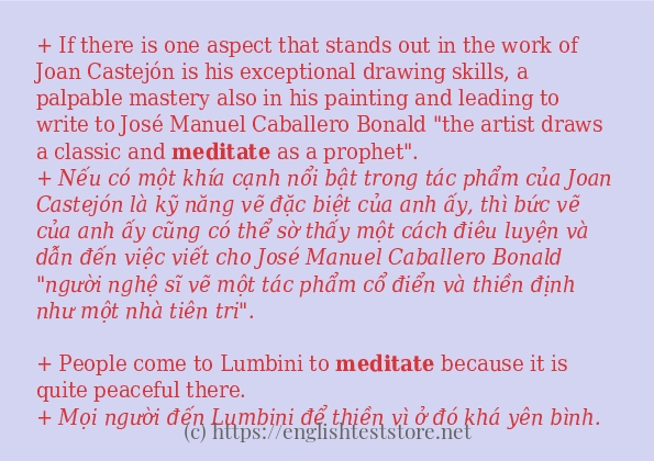 Các câu ví dụ của từ meditate