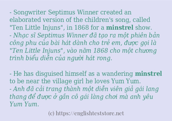 Các câu ví dụ của từ minstrel