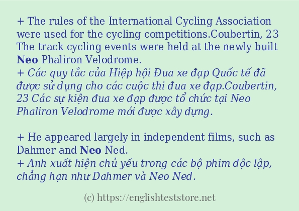 Các câu ví dụ của từ neo Các câu ví dụ của từ neo