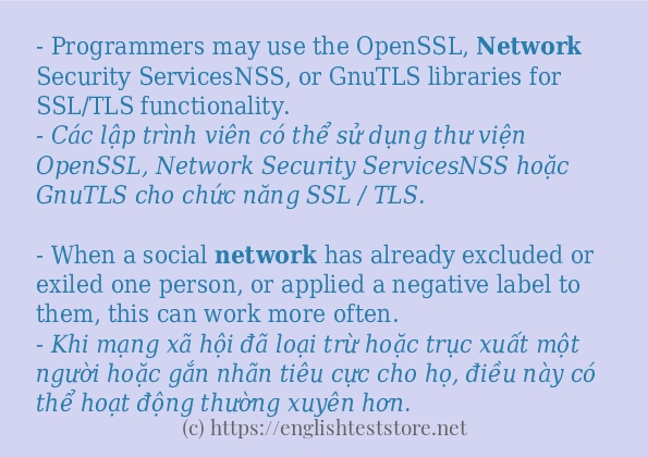 Các câu ví dụ của từ network