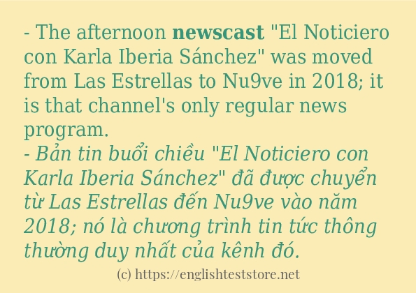 Các câu ví dụ của từ newscast