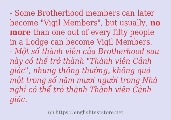 Các câu ví dụ của từ no more