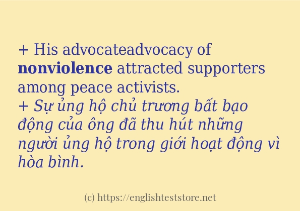 Các câu ví dụ của từ nonviolence