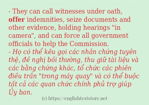 Các câu ví dụ của từ offer