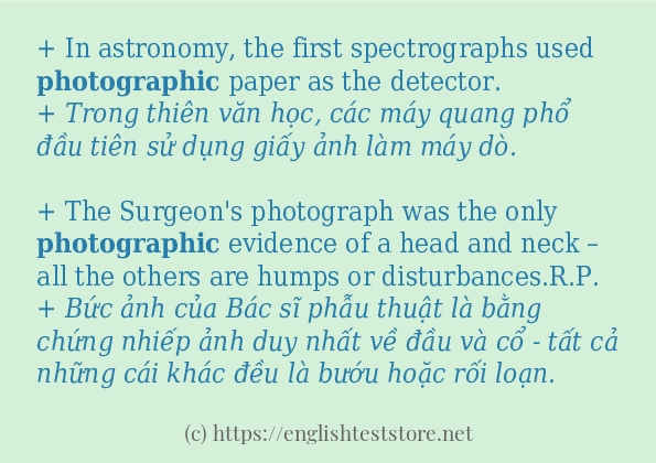 Các câu ví dụ của từ photographic